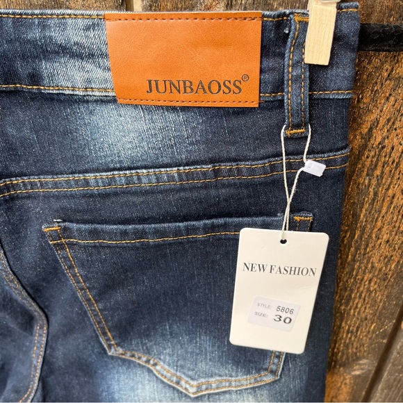 Junbaoss Men’s Distressed Slim Fit Stretch Jeans Sz 30 NWT. - Picture 3 of 14